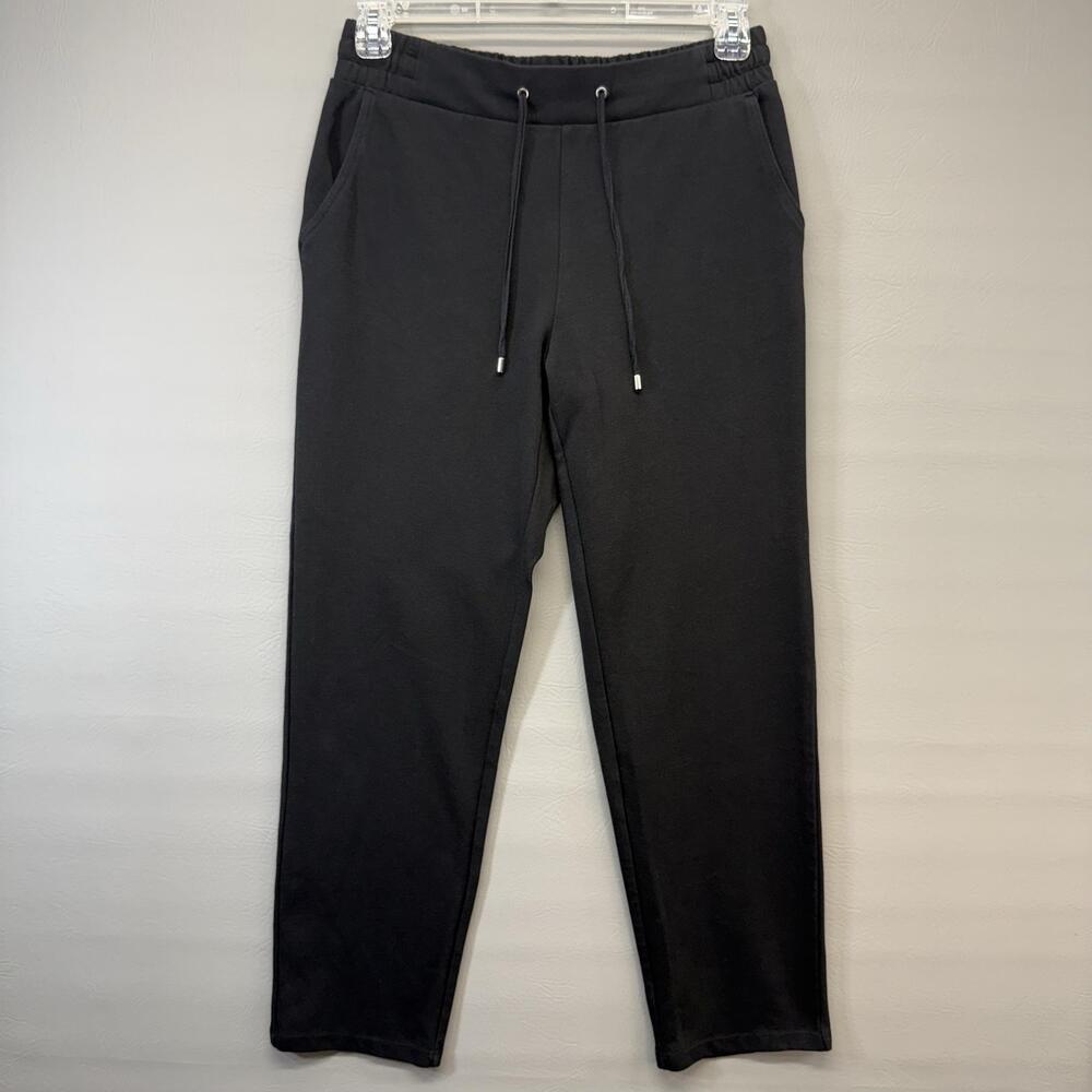 Time And Tru Pants Womens M (8-10) Black Jogger French Terry Slim Fit Drawstring